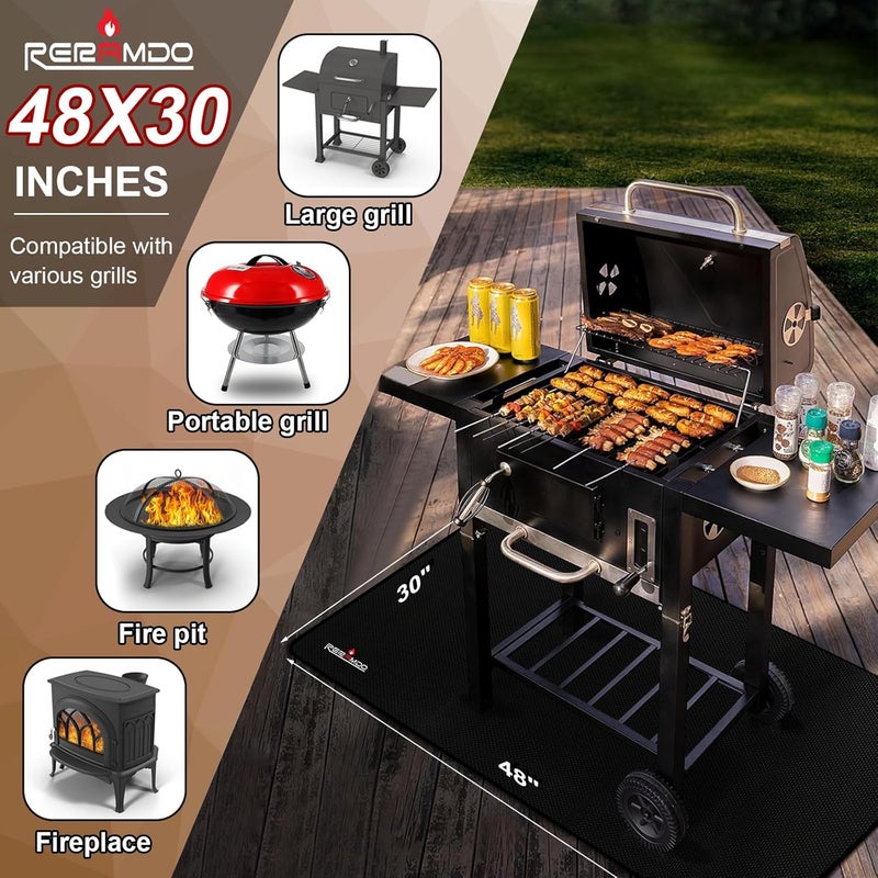 RERAMDO 48 X 30 Inch Under Grill Mats for Outdoor Grill, Double-Sided Fireproof/Waterproof/Oil-Proof Grill Pad, BBQ Matt for Under Grill, Indoor Fireplace/Fire Pit Mat, Deck and Patio Protector Mat - Image 5